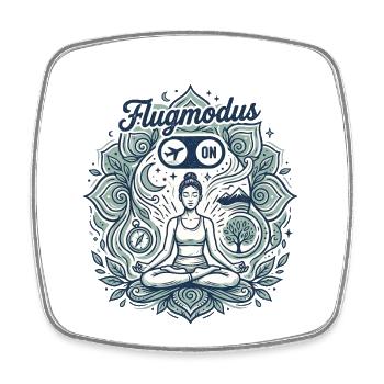 Meditation Flugmodus - Viereckiger Kühlschrankmagnet - Weiß - Vorne