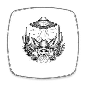 6. Motif western extraterrestre pour les fans de cow-boys - Magnet carré - blanc - Devant