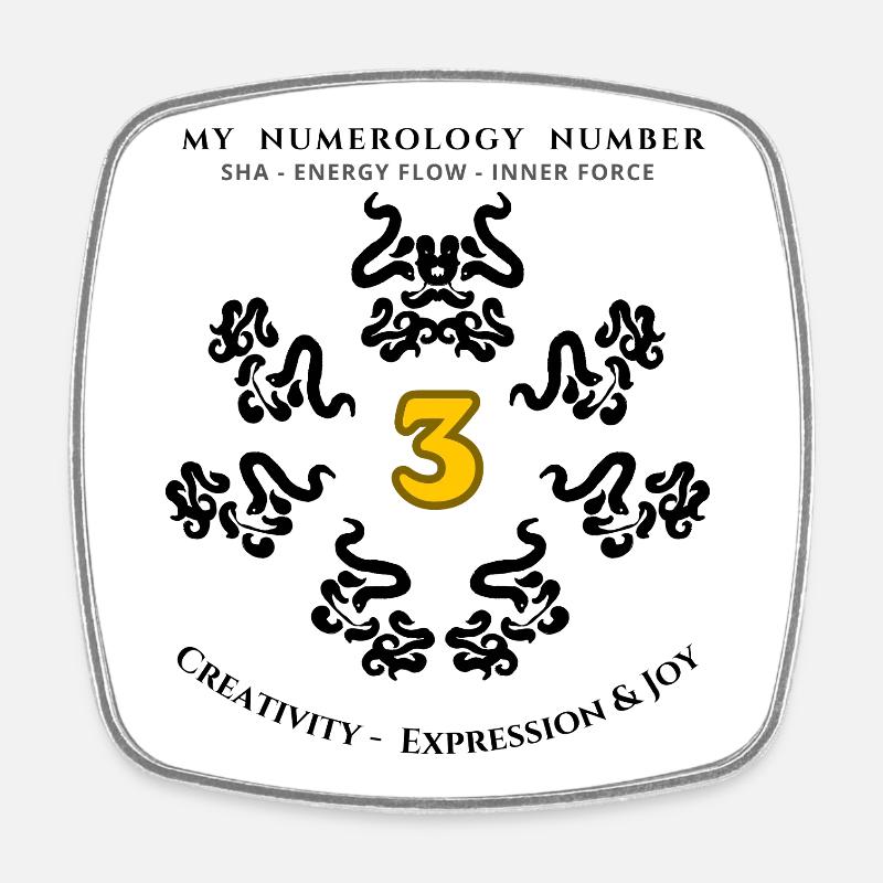 Numer_3 symbole de créativité, d’expression et de joie - Magnet carré - blanc