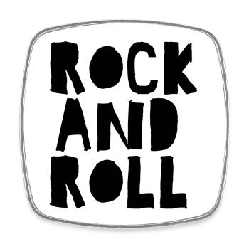 Rock'n'Roll-Logo mit Distressed - Viereckiger Kühlschrankmagnet - Weiß - Vorne