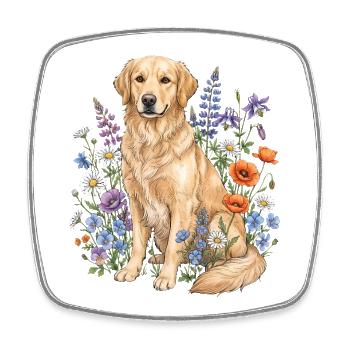 Golden Retriever Flowers Dog Lover - Square fridge magnet - white - Front