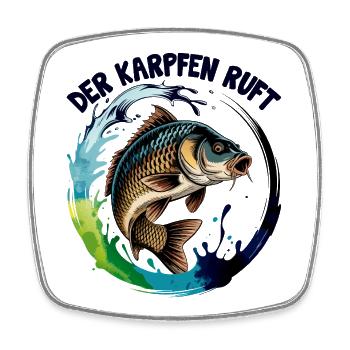 Der Karpfen ruft - Viereckiger Kühlschrankmagnet - Weiß - Vorne