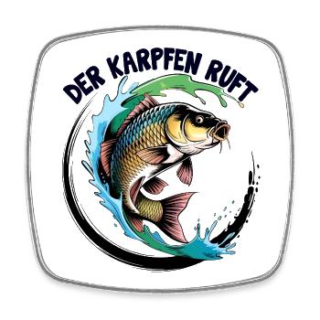 Der Karpfen ruft - Viereckiger Kühlschrankmagnet - Weiß - Vorne