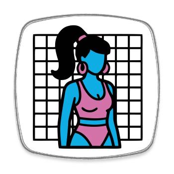 90er Fitness Girl Vaporwave - Viereckiger Kühlschrankmagnet - Weiß - Vorne