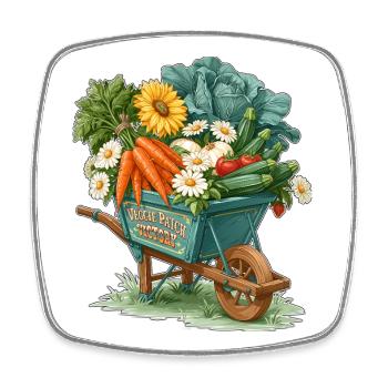 Veggie Patch Victory Garden Schubkarre - Viereckiger Kühlschrankmagnet - Weiß - Vorne