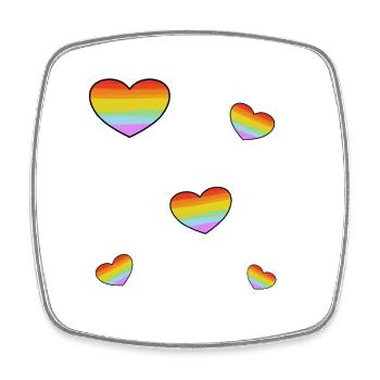 Cœurs du drapeau arc-en-ciel de la fierté - Magnet carré - blanc - Devant