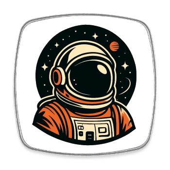 Oranger Astronaut im Weltraum - Viereckiger Kühlschrankmagnet - Weiß - Vorne