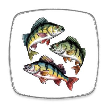 Pêche à la perche - Magnet carré - blanc - Devant