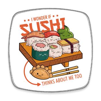 Amis du sushi - Magnet carré - blanc - Devant