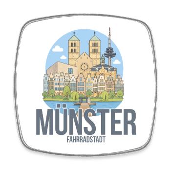 Münster Motiv 1 Fahrradstadt Skyline - Viereckiger Kühlschrankmagnet - Weiß - Vorne