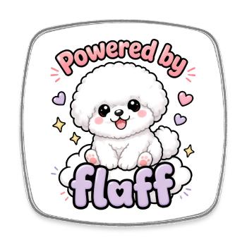Propulsé par Fluff - un doux design de Bichon Dog - Magnet carré - blanc - Devant