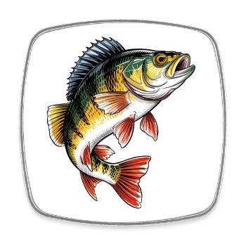 Pêche à la perche - Magnet carré - blanc - Devant