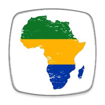 Gabon_Flagge_Afrika_used - Square fridge magnet - white - Front