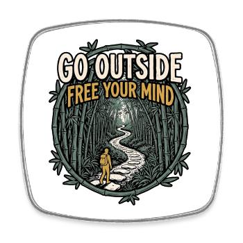 Go Outside Be Free - Square fridge magnet - white - Front