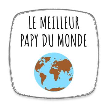 Meilleur Papy Globe - Magnet carré - blanc - Devant