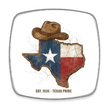 Texas Pride avec chapeau de cowboy - Magnet carré - blanc - Devant