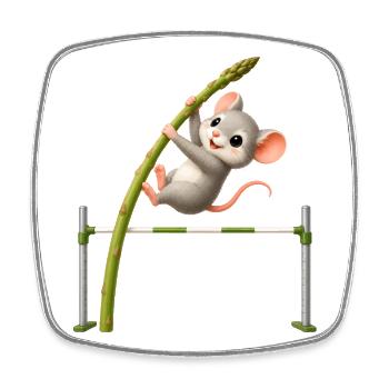 Funny Mouse Asparagus High Jump Cartoon - Square fridge magnet - white - Front