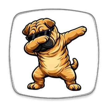 Dabbing Shar Pei - Square fridge magnet - white - Front