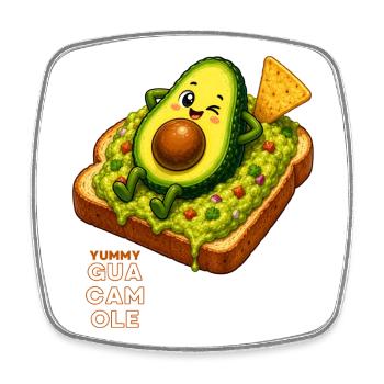 Kawaii Avocado auf Toast - Viereckiger Kühlschrankmagnet - Weiß - Vorne
