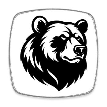 Angry Bear Head - Square fridge magnet - white - Front