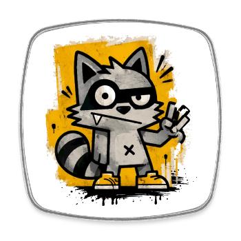 Cooler Graffiti Waschbär Cartoon Street Art Motiv - Viereckiger Kühlschrankmagnet - Weiß - Vorne
