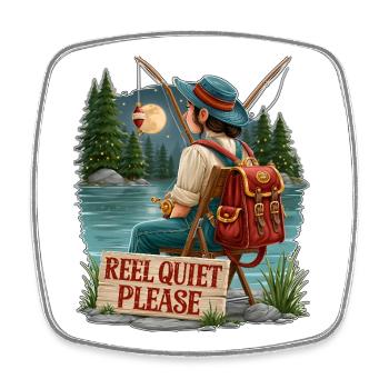 Reel Quiet Please Angel-Szene - Viereckiger Kühlschrankmagnet - Weiß - Vorne