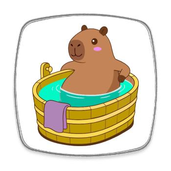 Capybara Bade- und Wellnesszeit - Gemütliches Kawaii-Geschenk - Viereckiger Kühlschrankmagnet - Weiß - Vorne