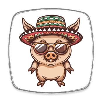 Pig Sombrero Wild Boar - Square fridge magnet - white - Front