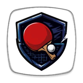 Bouclier de tennis de table avec balle - Magnet carré - blanc - Devant