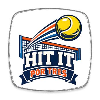 Hit It Por Tres Tennis Logo - Viereckiger Kühlschrankmagnet - Weiß - Vorne