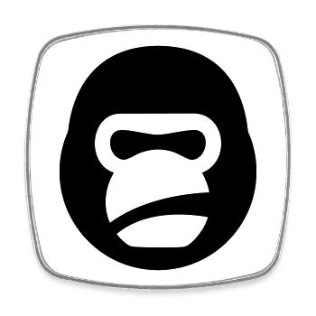 Gorilla Kettlebell – Logo de la bête de gym - Magnet carré - blanc - Devant