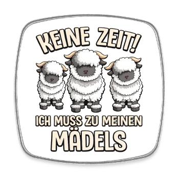 Keine Zeit Walliser Schwarznasenschaf Mädels - Viereckiger Kühlschrankmagnet - Weiß - Vorne