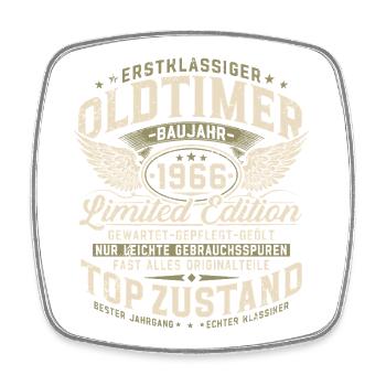 Oldtimer Baujahr 1966 geboren 60. Geburtstag - Viereckiger Kühlschrankmagnet - Weiß - Vorne