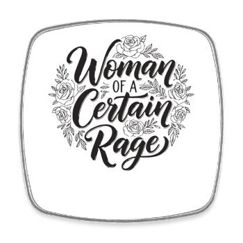 Woman Rage Feminism Statement Black - Square fridge magnet - white - Front