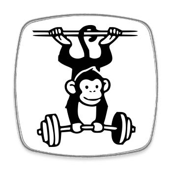 Primate Power - Gym Affe  - Viereckiger Kühlschrankmagnet - Weiß - Vorne