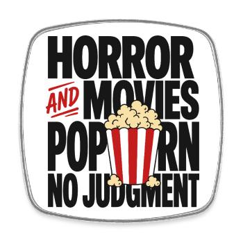 Films d’horreur : Jugement du popcorn - Magnet carré - blanc - Devant