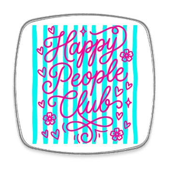 Happy People Club - Square fridge magnet - white - Front