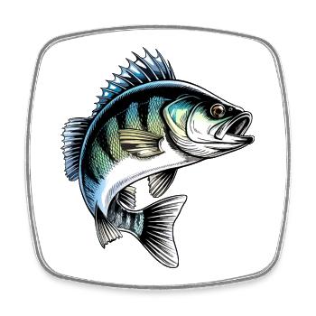 Jumping Perch Dynamic Fish Illustration - Square fridge magnet - white - Front