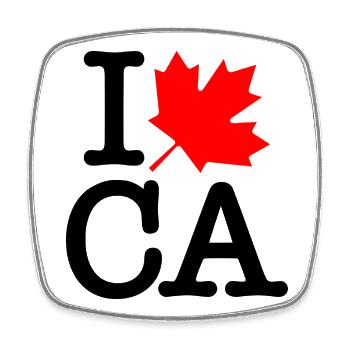 Rouge très poli Noir J’adore la feuille d’érable du Canada - Magnet carré - blanc - Devant