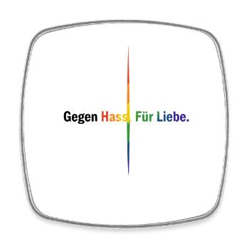 Liebe statt Hass Pride Statement Shirt Regenbogen - Viereckiger Kühlschrankmagnet - Weiß - Vorne