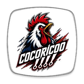 Supporter français emblème coq hurlant - Magnet carré - blanc - Devant