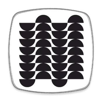 Noir-Wellen-Geometrisches Gitter - Viereckiger Kühlschrankmagnet - Weiß - Vorne