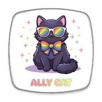 Pride Month LGBTQ - Ally Cat - Square fridge magnet - white - Front