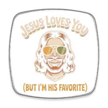 Jesus Loves You Favorite - Square fridge magnet - white - Front