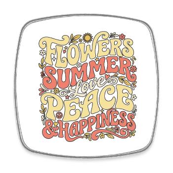 Retro Summer Flower - Square fridge magnet - white - Front