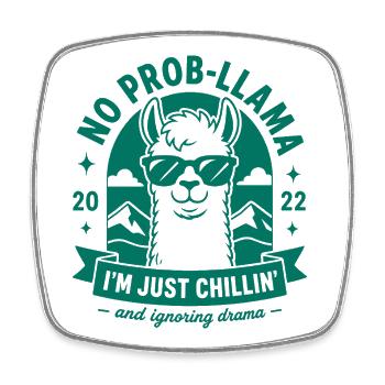 Caffeine Llamaste No Drama - Square fridge magnet - white - Front