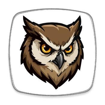 Tête de hibou protectrice style pixel - Magnet carré - blanc - Devant