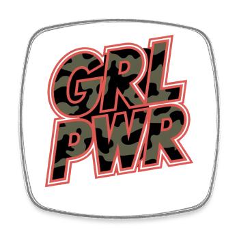 GRL PWR Camouflage Logo - Magnet carré - blanc - Devant