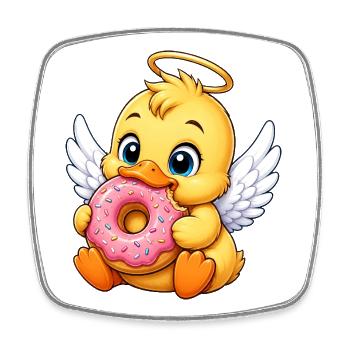 Auréole canard mignon avec ailes d’ange en beignet - Magnet carré - blanc - Devant