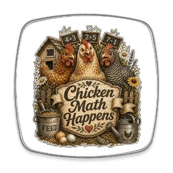 Chicken Math Happens - Viereckiger Kühlschrankmagnet - Weiß - Vorne